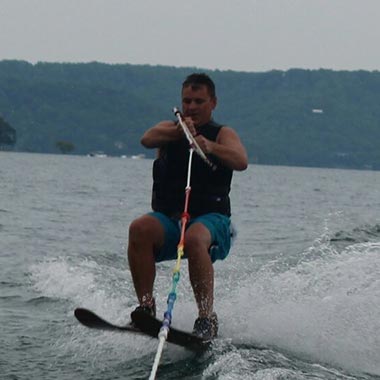 Mike waterskiing