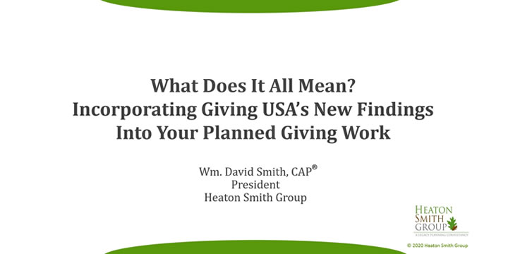 Incorporating Giving USA's New Findings into Your Planned Giving Work