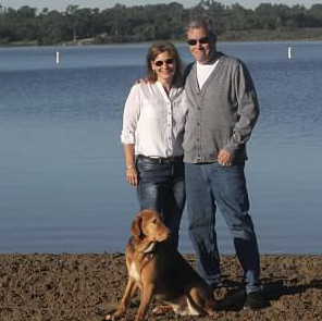Lynn and her husband and dog.