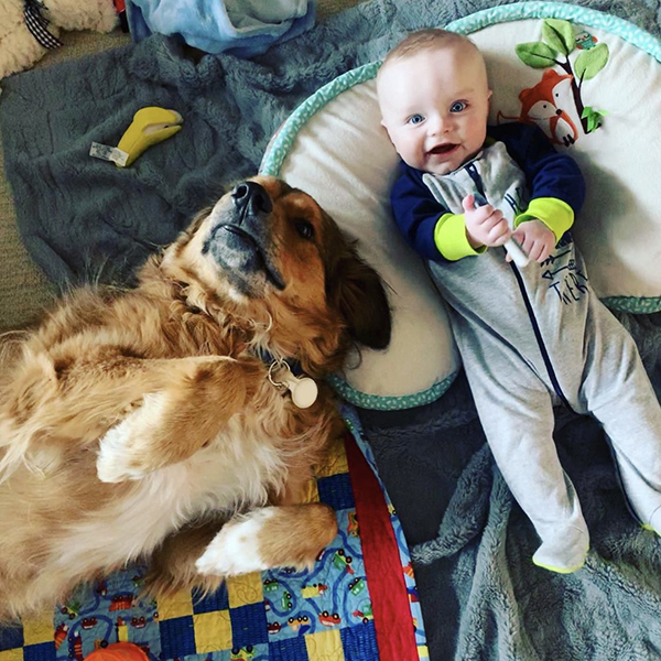 Chelsea's baby and dog.