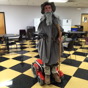 Jim dressed up as Gandalf
